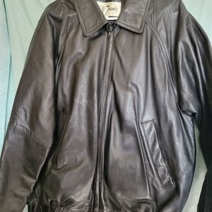 Black leather winter coat